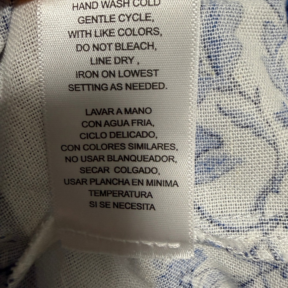 Calypso St. Barth Maxi Dress Medium Blue White Floral Linen Blend Coastal Resort - Picture 8 of 12